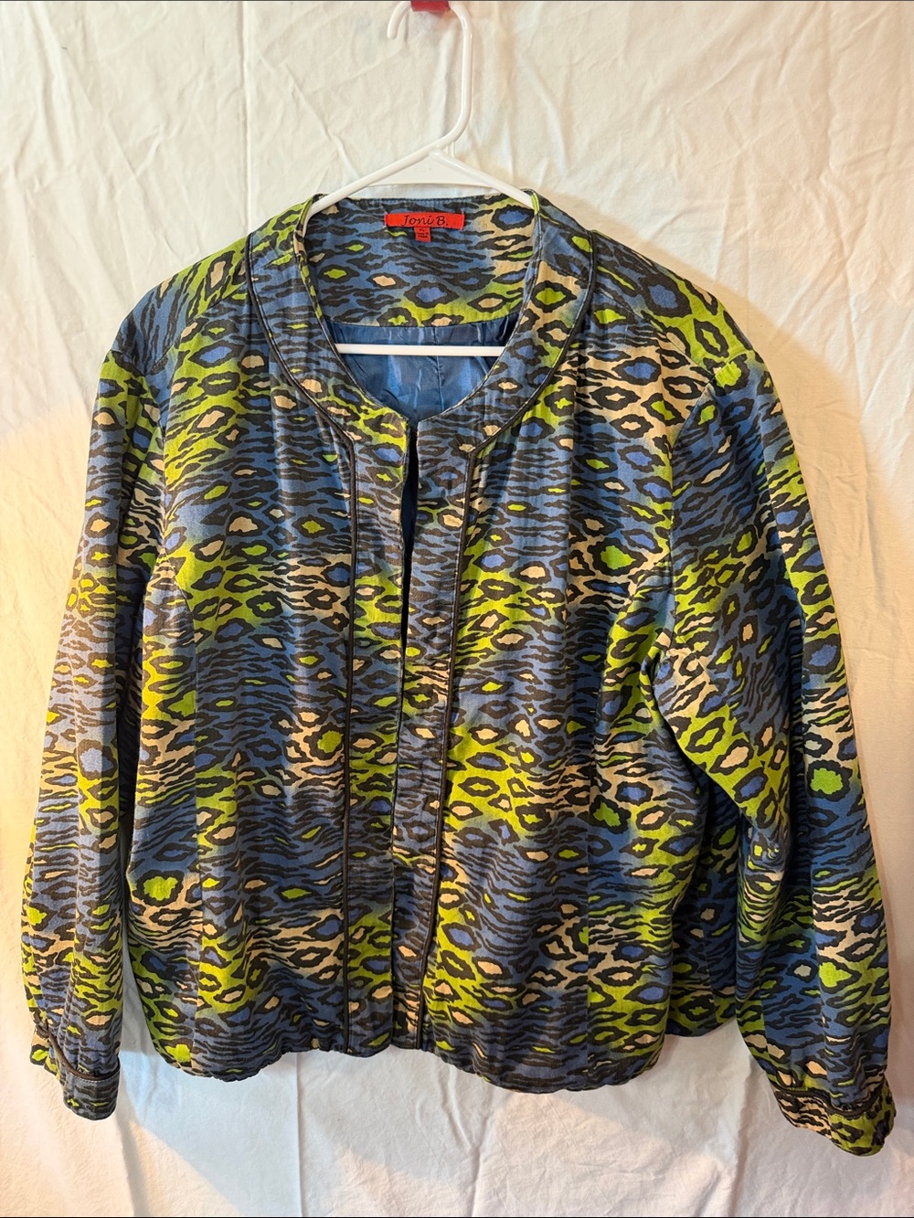 Joni B Multicolor Animal-Print Bomber Jacket - Blue & Green